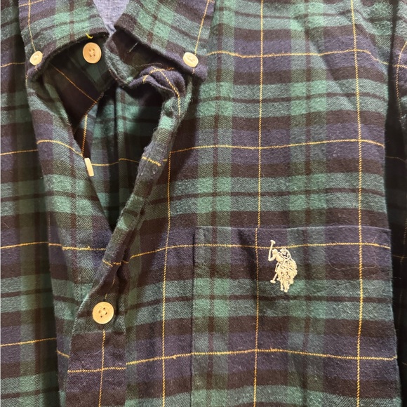 US Polo Assn Blue/Green Button Down Shirt Long Sleeves XL Armpit To Armpit 24” - Picture 4 of 7